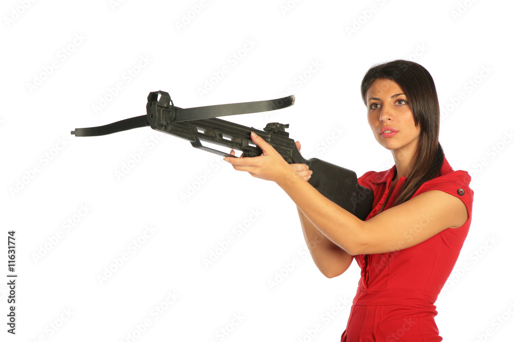 Girl gets on the hip an arbalest