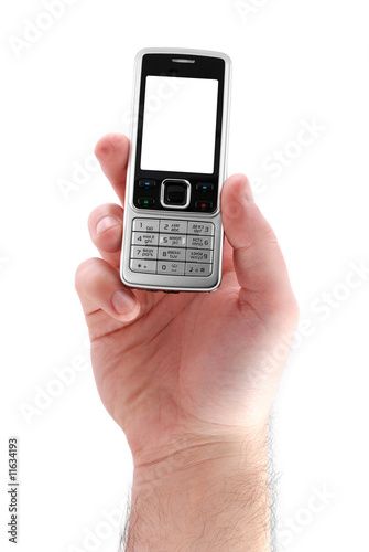 male hand with mobile phone