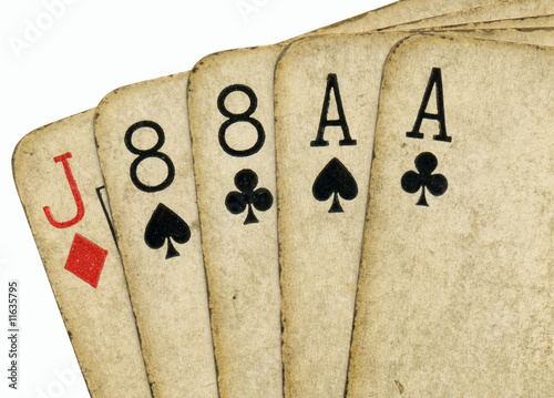 Close up of aces and eights, the dead mans hand. photo