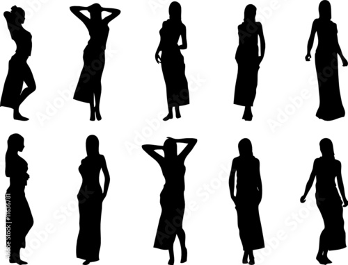 sexy women silhouettes wearing dress