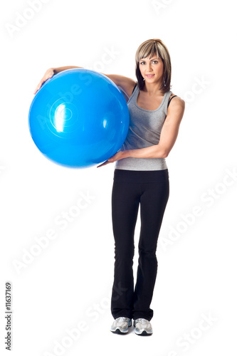 Sportswoman with a Fitness Ball