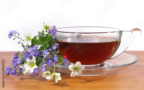 Tea and spring flowers