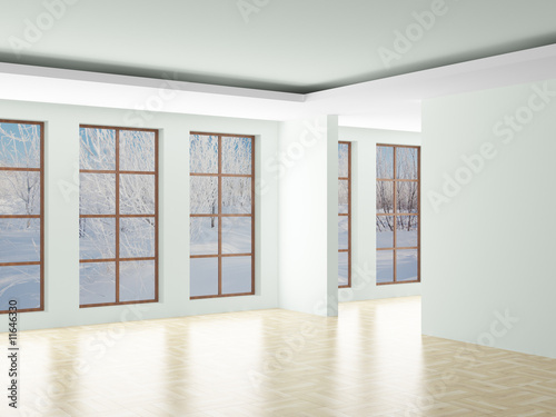 Empty room. Landscape behin...
