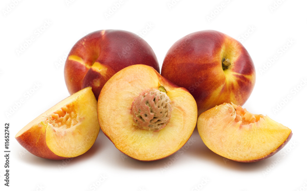 slice fresh nectarine on a white background slice fresh nectarine on a white background