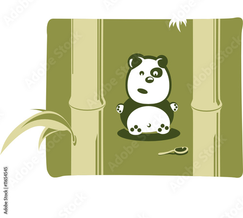 Panda sitting in bamboo thickets. Image for a T-shirt.