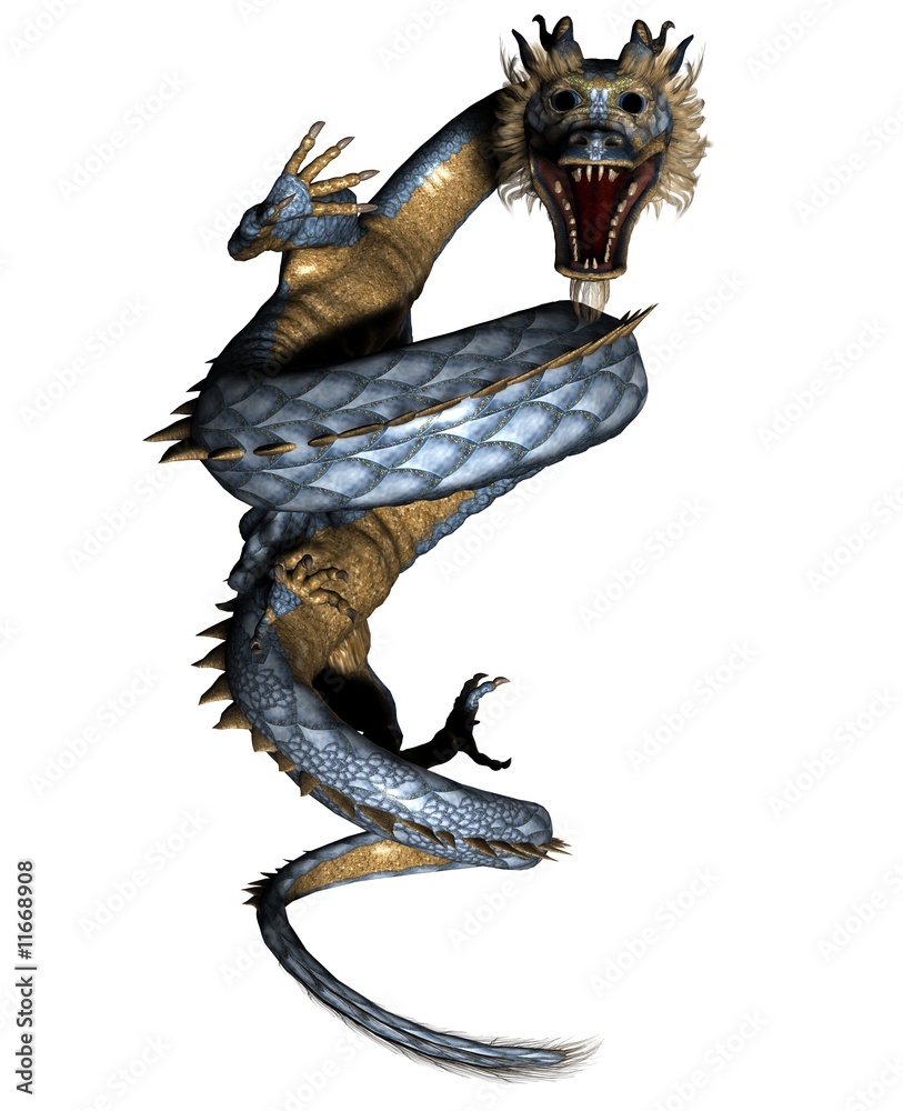 Obraz premium Coiled to strike Asian Dragon Art