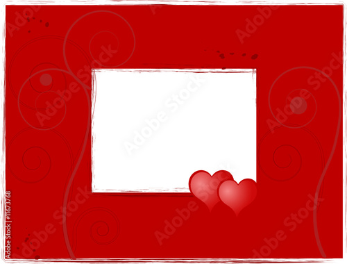 Valentine frame with two hearts