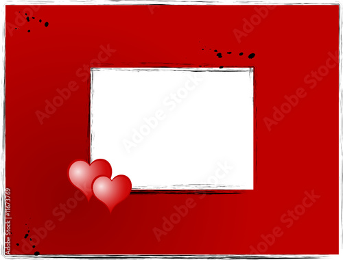 Valentine frame with two hearts
