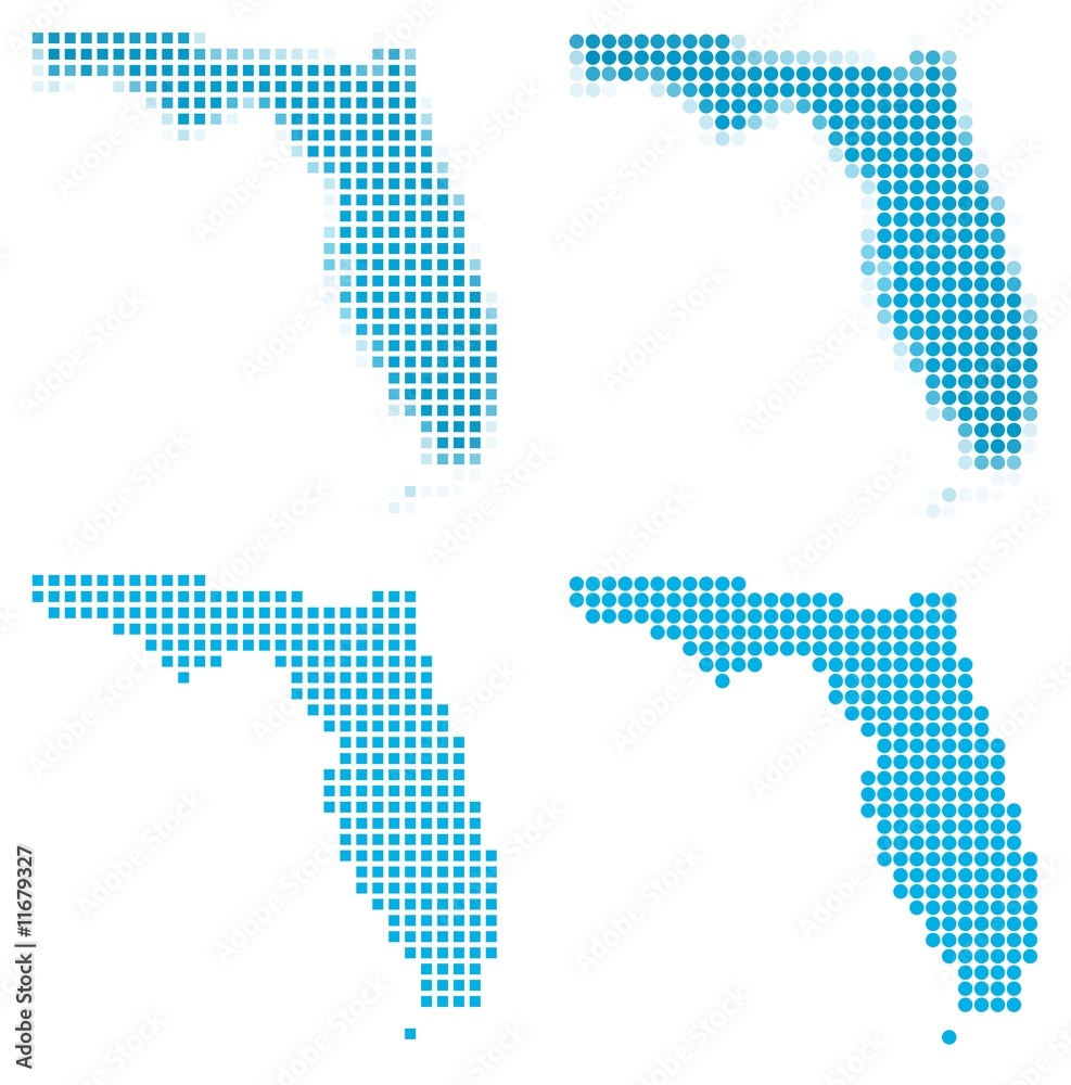 Florida (USA) map mosaic set. Isolated on white background.