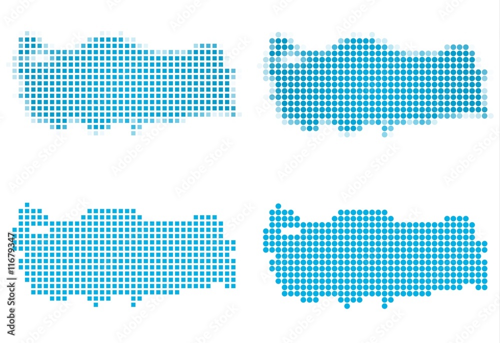Turkey map mosaic set. Isolated on white background.