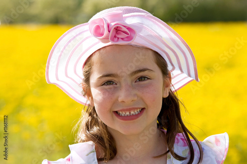 Girl Smiling in Flower Field