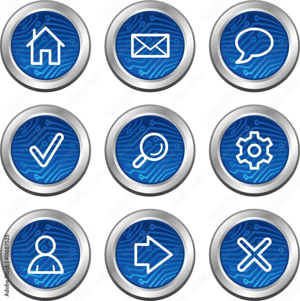 Basic web icons, blue electronics buttons series Basic web icons, blue electronics buttons series