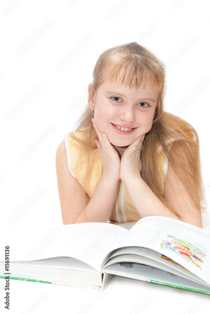 girl rading book isolated on white girl rading book isolated on white