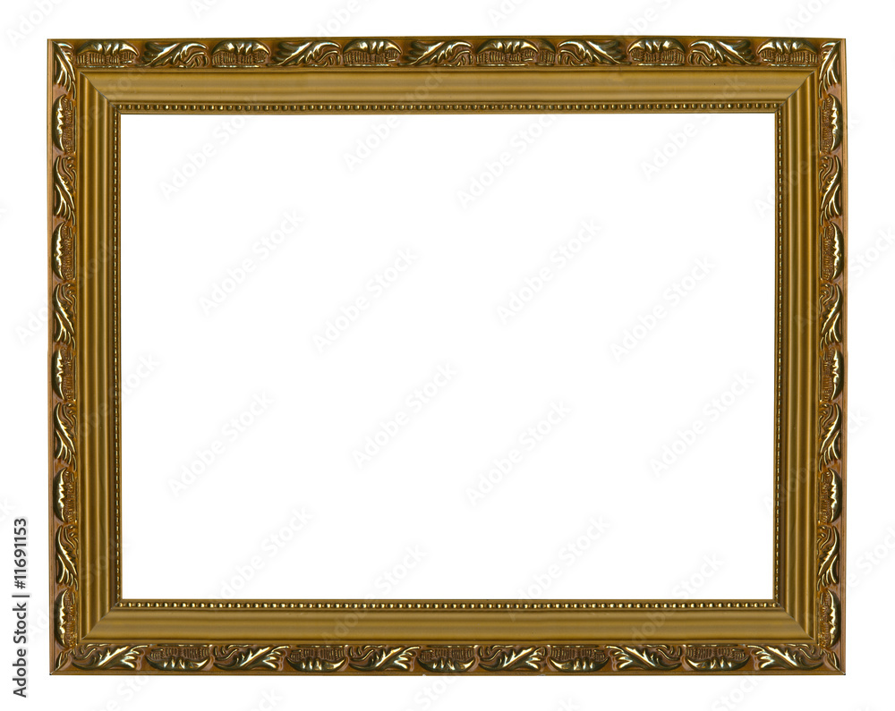 Picture gold frame on the white isolated background Picture gold frame on the white isolated background