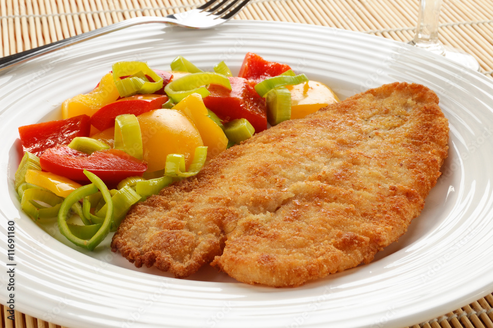Fried fish fillet with vegetables Fried fish fillet with vegetables
