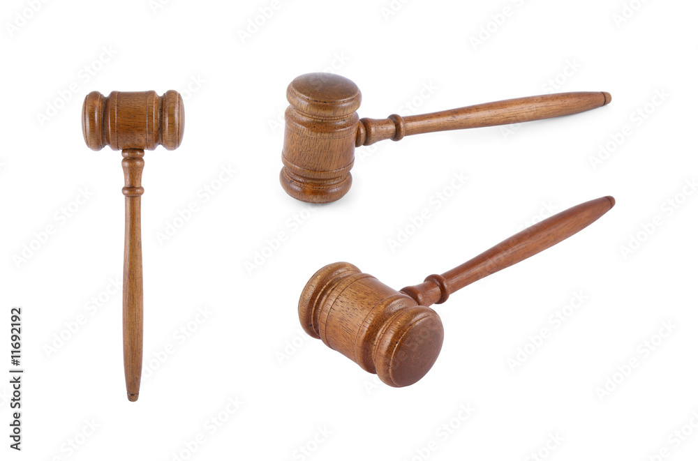 One judge's gavel collection isolated on white One judge's gavel collection isolated on white