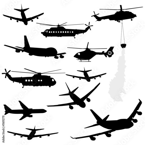 helicopter and airplane silhouettes photo