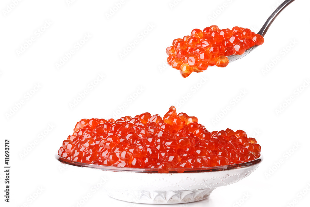 Dish and spoon with caviar