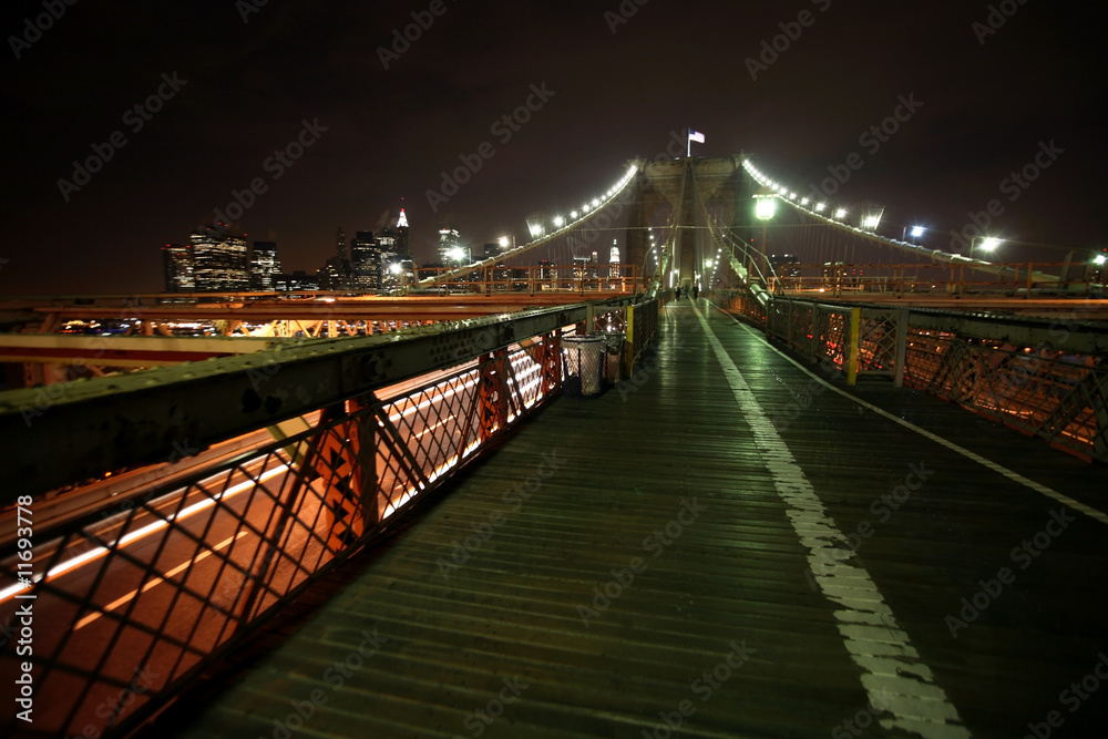 Fototapeta premium night view Manhattan and Brooklyn bridge