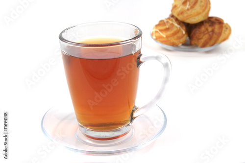 breakfast tea with eclair