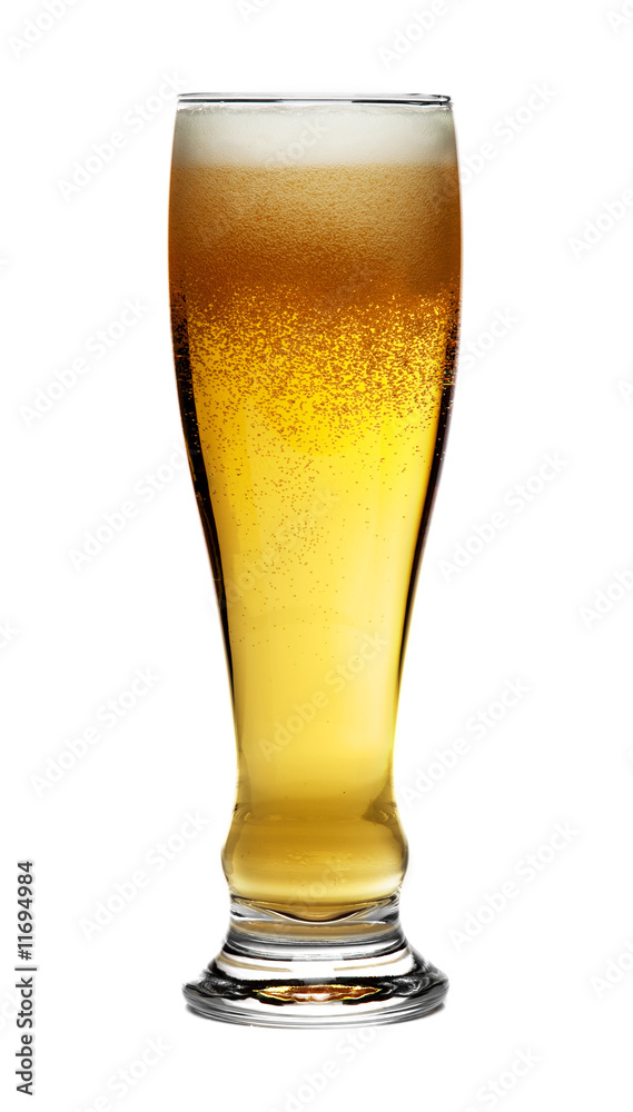 glass of beer isolated over a white background