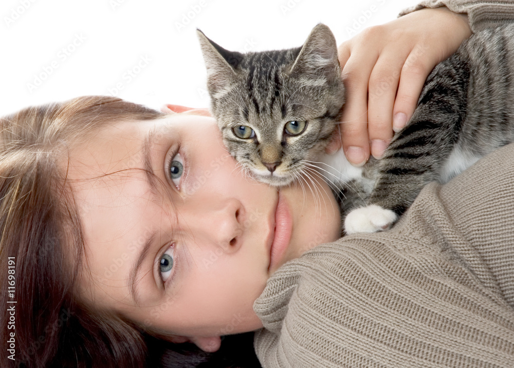 Junge Frau mit Katze Junge Frau mit Katze