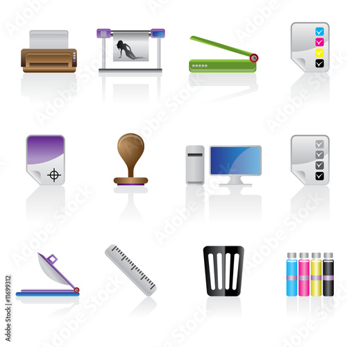 Print industry icon set