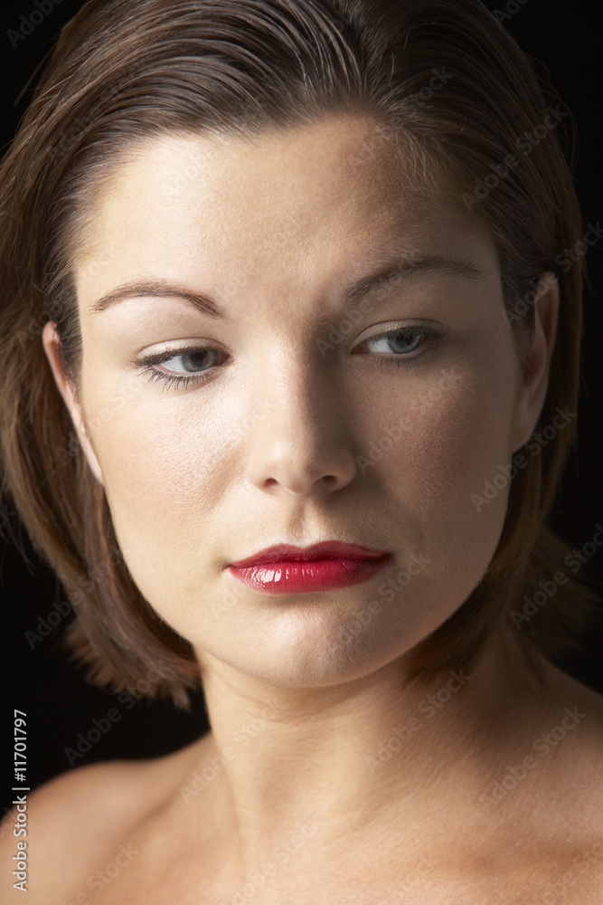 Portrait Of Young Woman With Red Lipstick