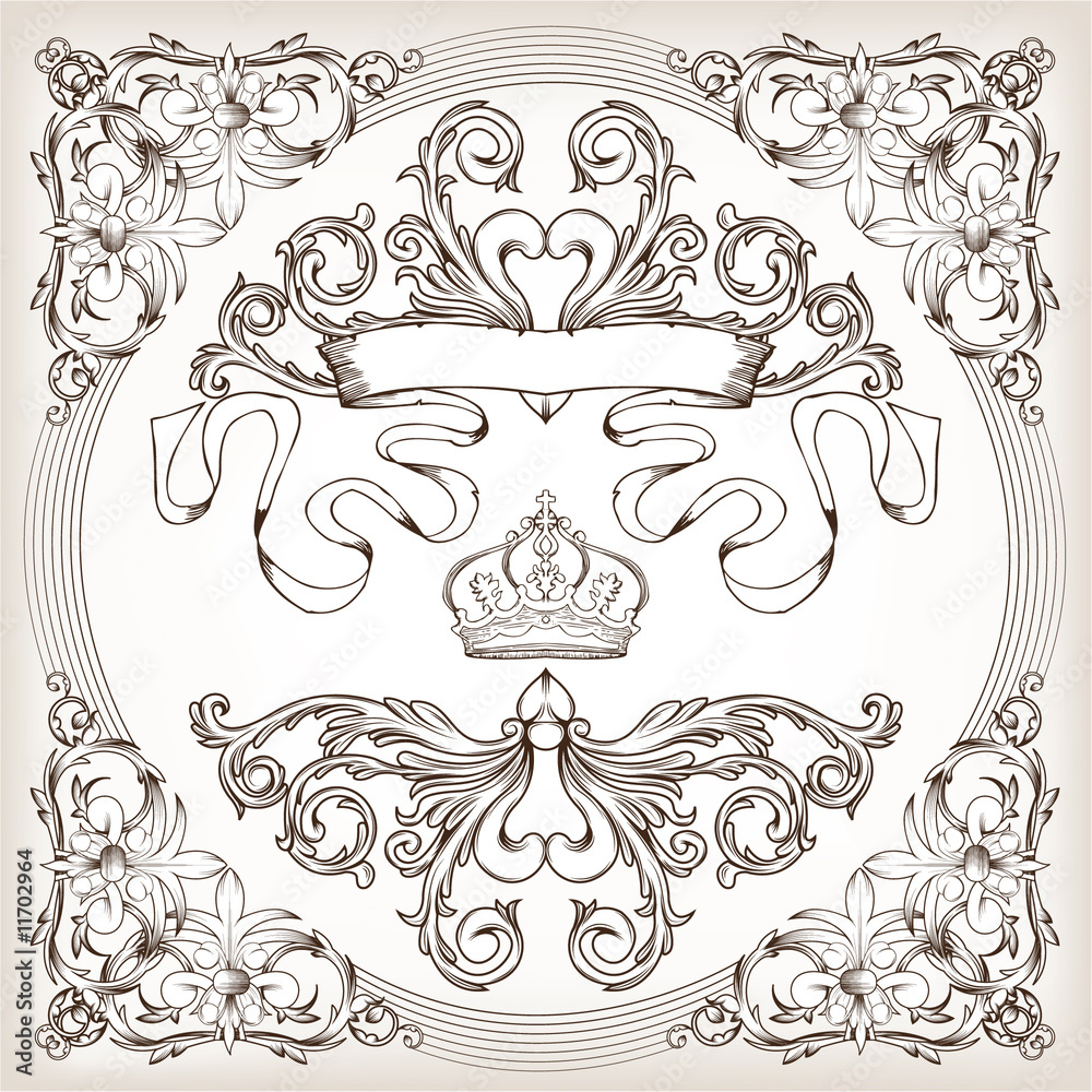 Naklejka premium vintage floral frame