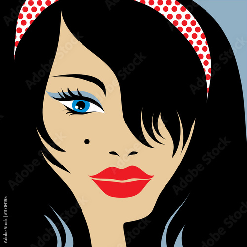 Vintage beautiful brunette girl
