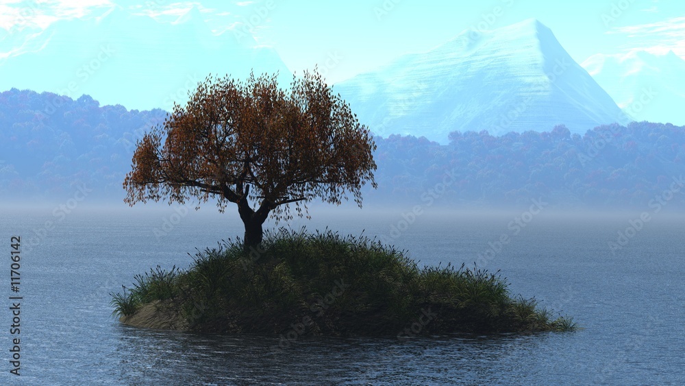 Small island with soltary tree