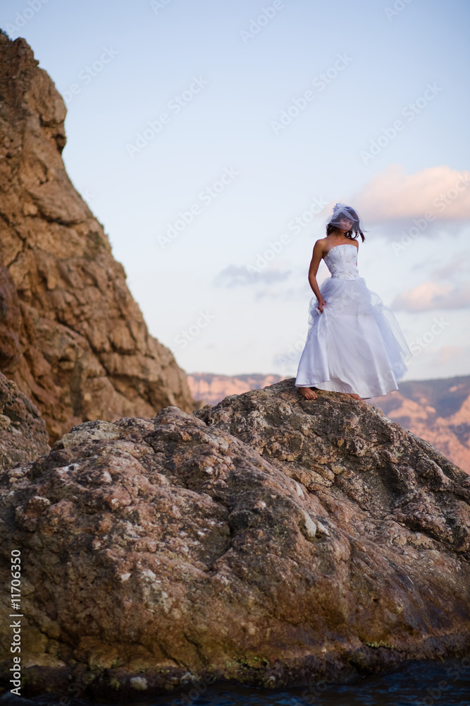Bride on mountains