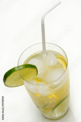 Cocktail with lemon and lime