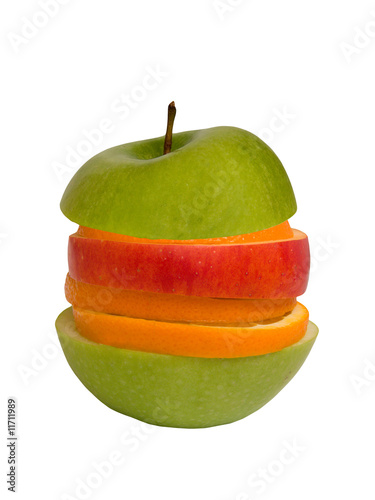 Segments of apples and oranges
