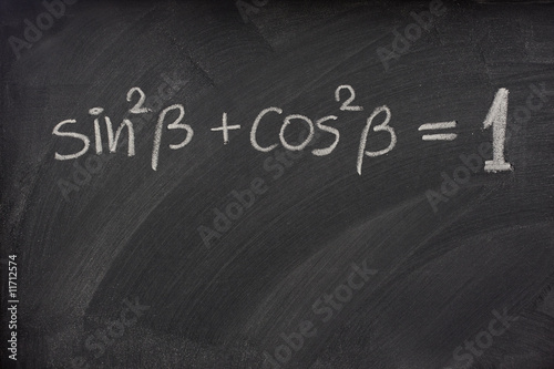 Pythagorean trigonometric identity on a blackboard photo