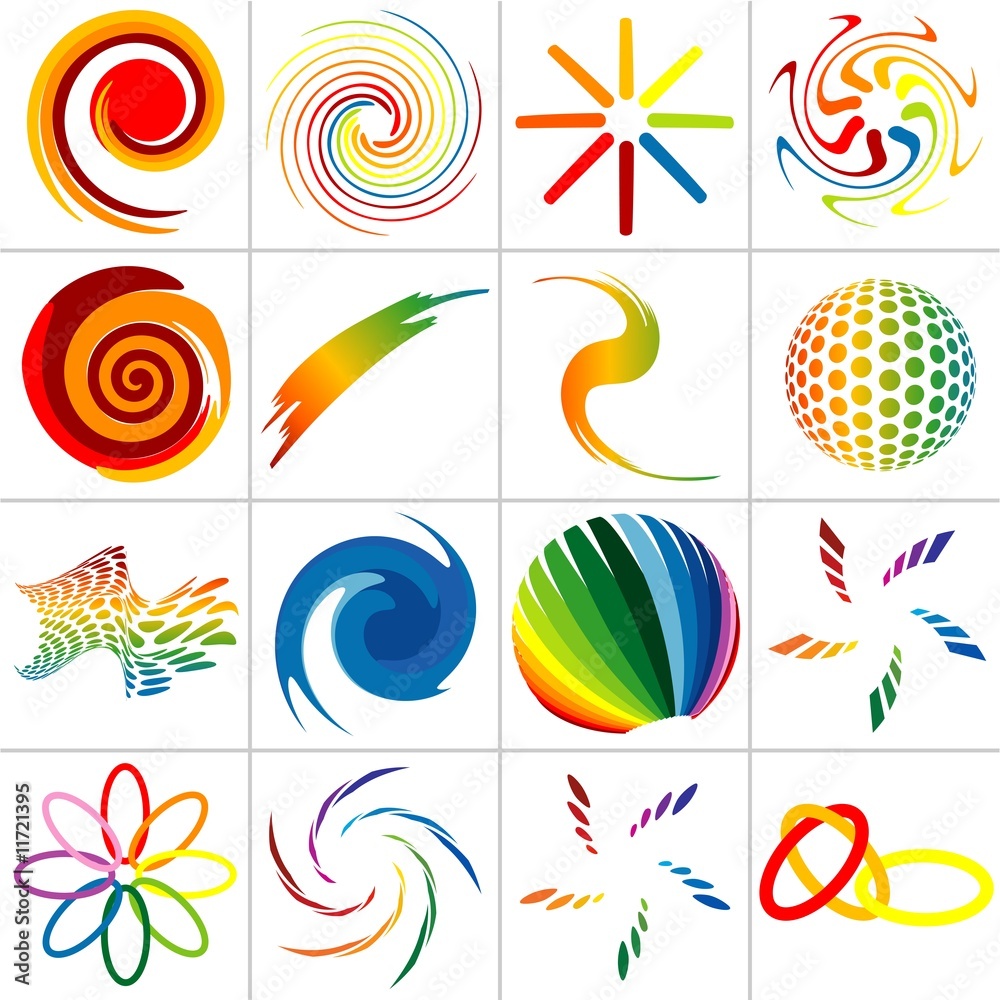 Obraz premium Colored Symbols 2 - abstract set shapes as illustration