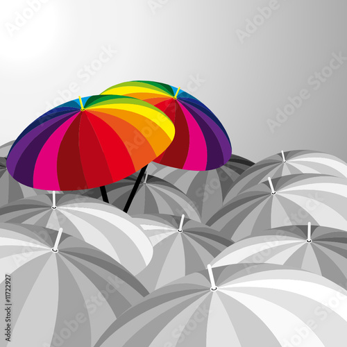 Funny umbrellas - vector illustration