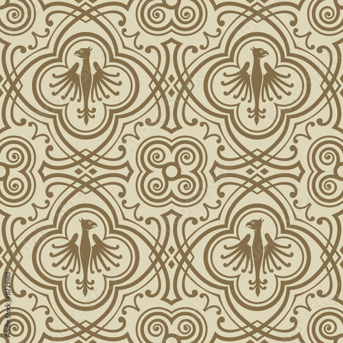 Seamless pattern with medieval style elements.