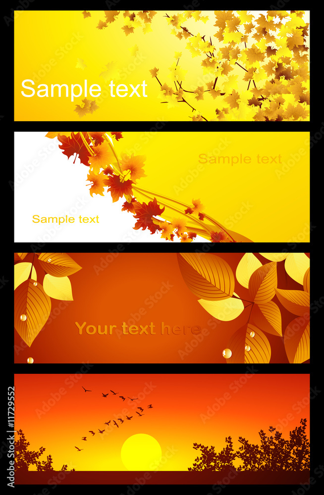 Naklejka premium Autumnal background set