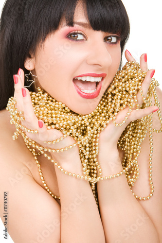 portrait of fashion woman with gold necklace