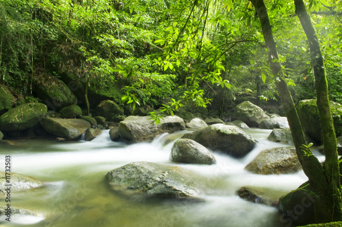 A mountain river with sunbeam.