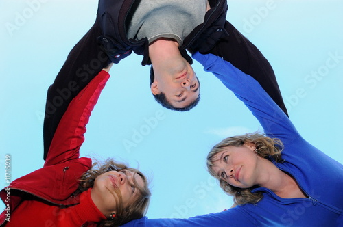 Three teenagers on the sky
