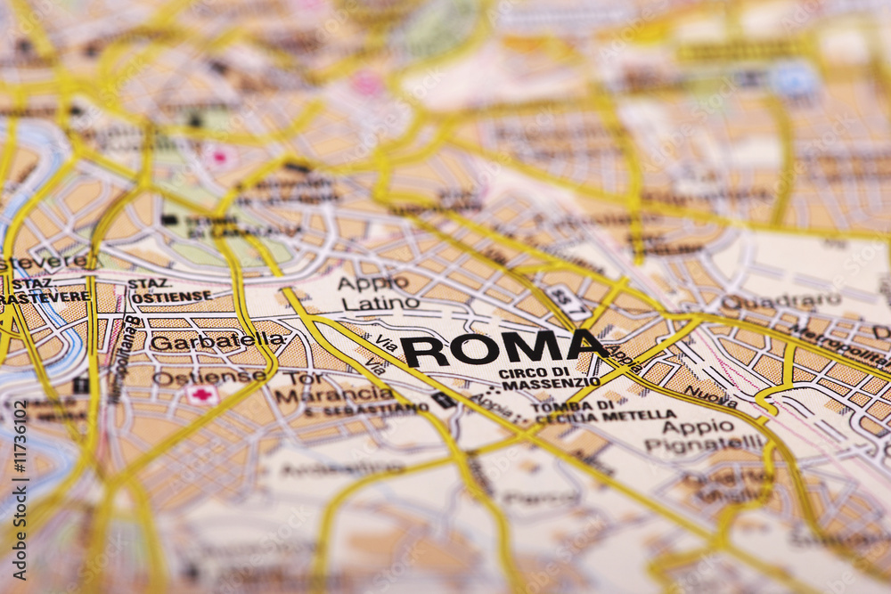 Obraz premium Rome Map Detail; selective focus