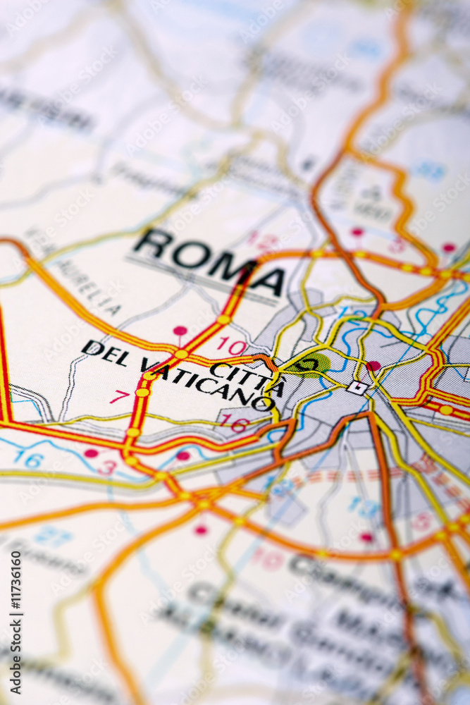 Fototapeta premium Vatican Map Detail; selective focus
