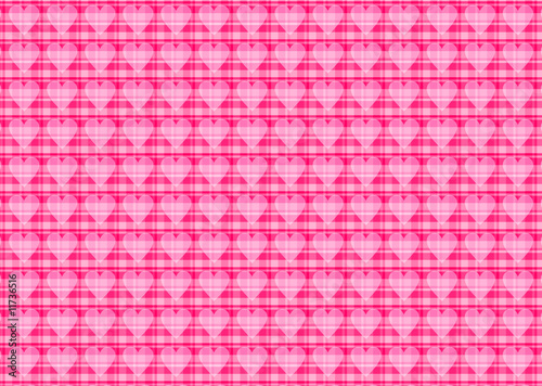 ハートのギンガムチェック柄　ピンク
