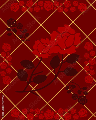 rosen vor goldenem gitter