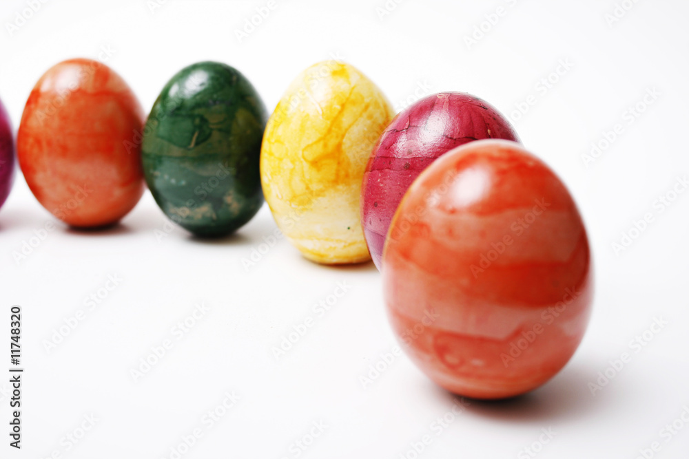 Ostern, Ostereier in einer Reihe Ostern, Ostereier in einer Reihe