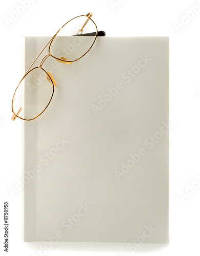 Blank white book spectacles