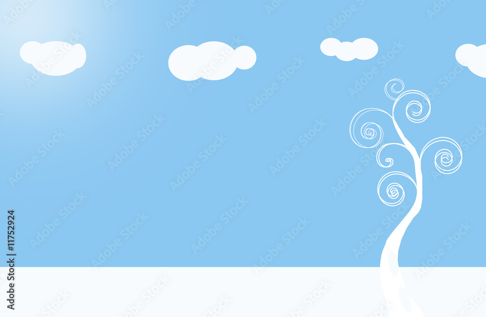 Fototapeta premium Curling tree with clouds