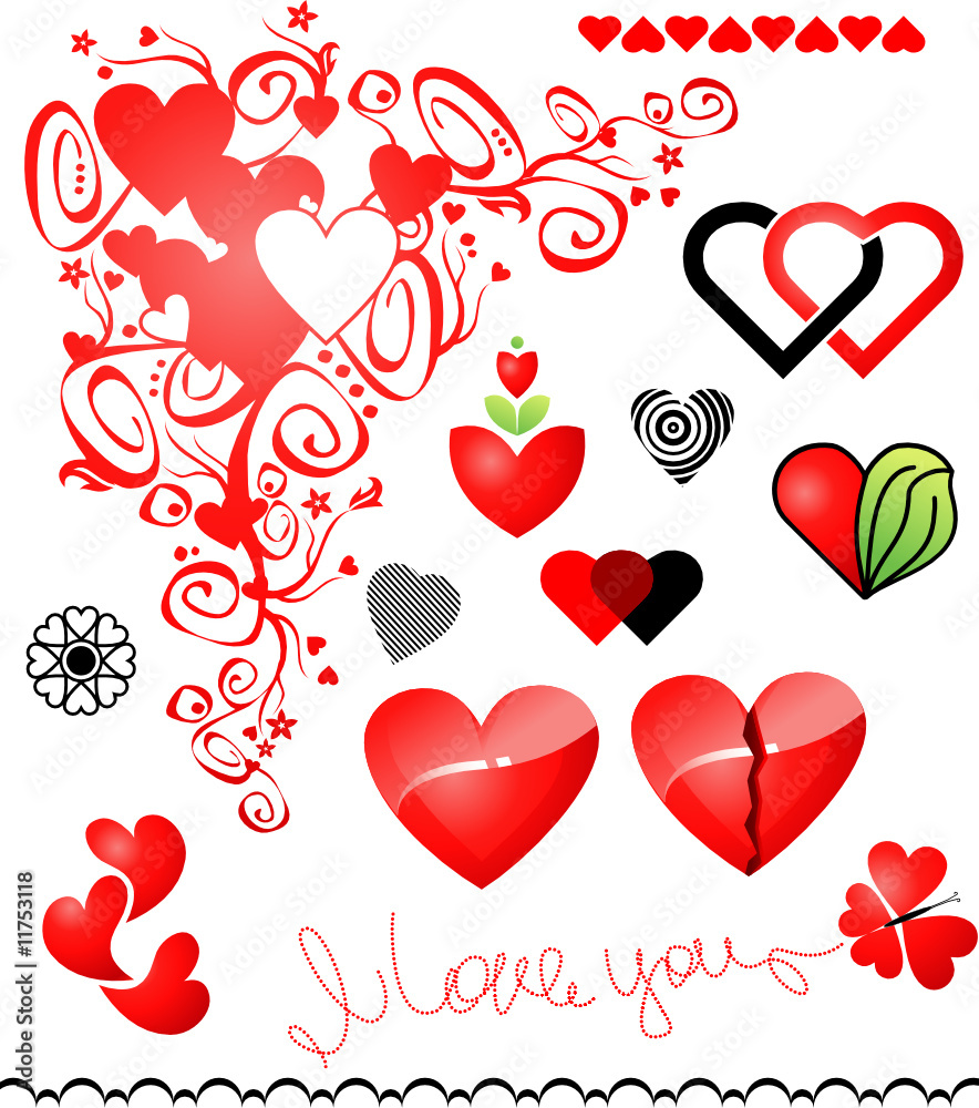 Various variants of hearts for your design